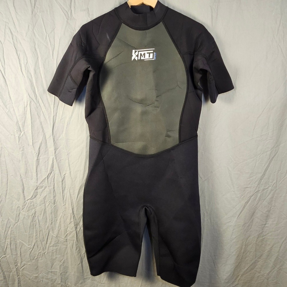 KMT Wetsuit Womens 14 Black Olive Green Short Sleeve Shorty Neoprene Surfing